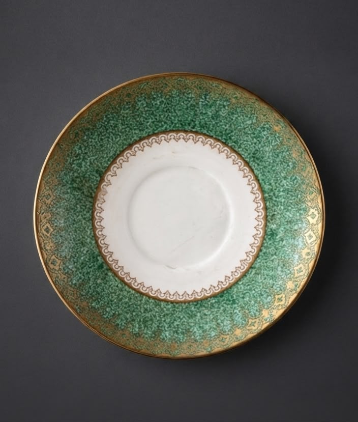 English Green & Gold Decorative Plate
